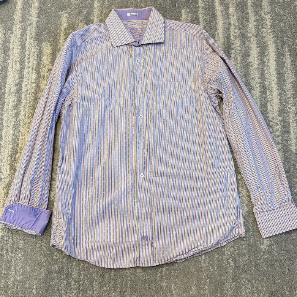 Bugatchi Men's Purple Striped Shirt XL